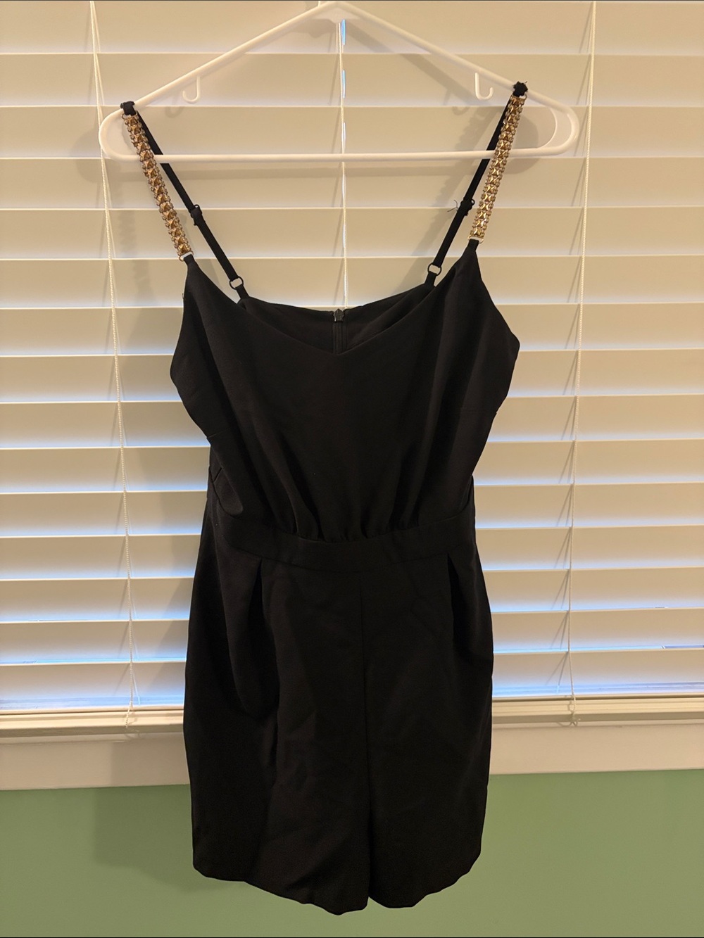 New Look Black Mini Dress with Gold Chain Straps
